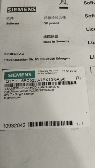 6FC5253-7BX10-6AG0 - SINUMERIK 810/840DI - SOFTWARE SIEMENS